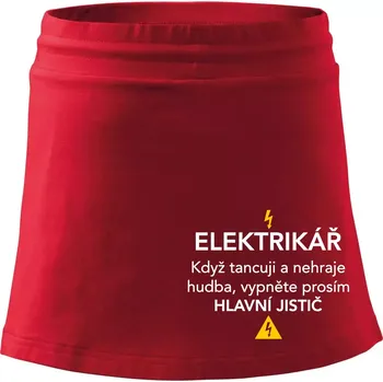 Dámská sukně Elektrikář - hlavní jistič - Nápis na zádech - Sportovní sukně - two in one - L ( Červená )