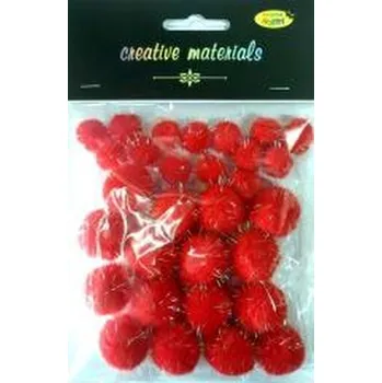 Set školních potřeb Pompony glitter czerwone 15x25mm 30szt