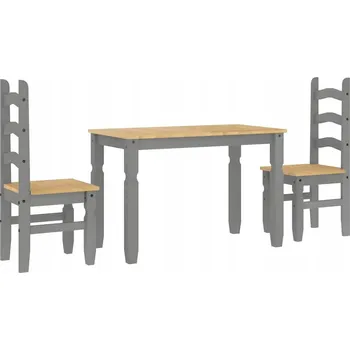 Jídelní set 3dílná jídelní souprava "Panama" Šedá masivní borovice