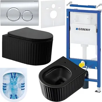 Klozet BPS-koupelny Podomítkový modul Geberit DuoFix s WC mísou LA-MTB-RIM-03 + ovládací tlačítko Delta 20 chrom