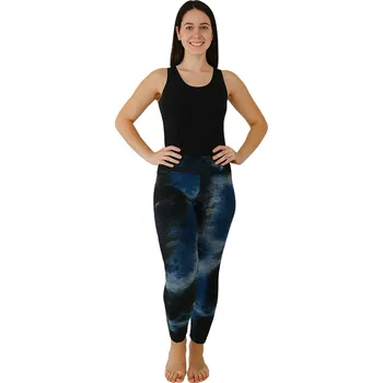 Dámské legíny NOVINKA-Jógové Legíny S Vysokým Pasem A Zdůrazňujícím Efektem, S Texturou Bublin - modro-černé