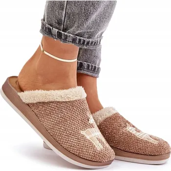 Dámské pantofle DÁMSKÉ POHODLNÉ PANTOFLE S VÝRAZEM SOBA A INBLU CT000034 BÉŽOVÉ 37