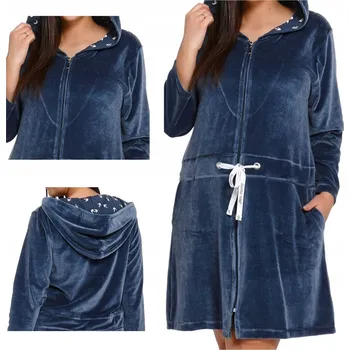 Dámský župan -M- Doctor Nap SWO1008 župan tmavě modrý s ptáčky