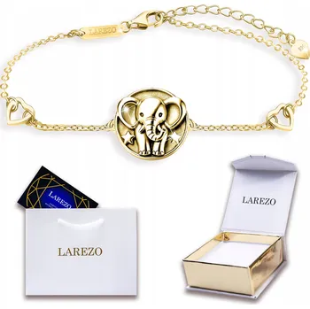 Náramek Zlatý náramek kruh se sloním srdcem, hvězdy Slon STŘÍBRO 925