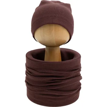 Čepice Chlapecká souprava čepice + nákrčník tmavě hnědá Nicol, vel. 116/122