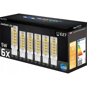 Žárovka 6x LED žárovka G9 5W 2700K teplá bílá 230V do lustrů, výkonná, prémiová