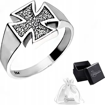 Prsten Stříbrný pečetní prsten 925 Maltézský kříž vel. 20