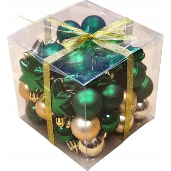 Vánoční dekorace Sada vánočních ozdob 50 kusů Zelená Zlatá