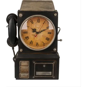 Žertovný předmět Kovová skříňka na klíče s nástěnnými hodinami – Retro telefon