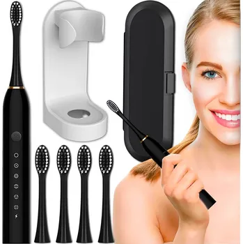 Péče o chrup Sonický kartáček elektrický černý s 8 hlavicemi a 5 režimy