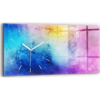 Hodiny Moderní skleněné nástěnné hodiny s potiskem horizontální 60x30 cm Barevné Skvrny