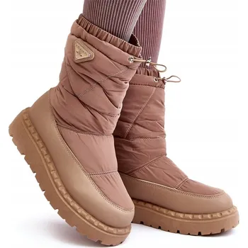 Dámská zimní obuv Dámské sněhule na silné podrážce, zateplené kožíškem, tmavě béžové, velikost 40