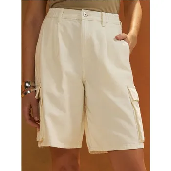 Dámské kraťasy Sinsay - Džínové cargo kraťasy bermudy - béžová - 757DB-02J - 757DB-02J-38-1