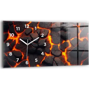 Hodiny Moderní skleněné foto hodiny na zeď tichý mechanismus 60x30 cm Lávová sopka