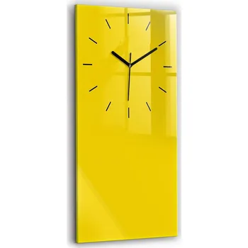 Hodiny Vertikální Skleněné Nástěnné Hodiny do Kanceláře se Vzorem, světle žlutá barva, 30x60 cm
