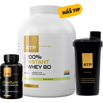 Protein AKCE ATP Nutrition 100% Instant Whey 80 CFM 2000 g + ZDARMA DigeZyme 30 tob + Šejkr 700 ml