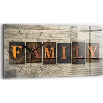 Hodiny Nástěnné hodiny kulatý dekorativní klasické kuchyňské 60x30 cm Nápis rodina