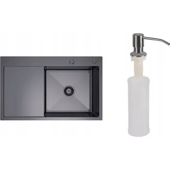Granitový dřez Dřez ocelový dřez s levým odkapávačem 78x49 cm grafitový Melanstar