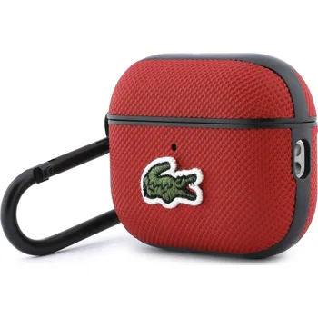 Pouzdro Lacoste Petit Pique Croc Logo Patch pro AirPods Pro 3, červená