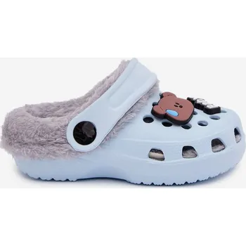 Dámské žabky Pěnové dětské žabky s kožešinkou s přezkami Modré Cerelle 25