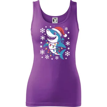 Vánoční žralok a vločky - Dámské tílko - XS ( Fialová )