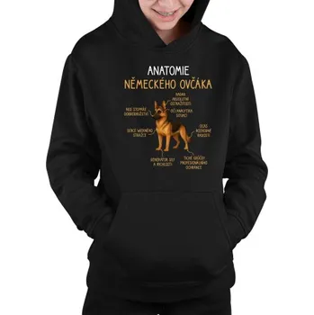 Žertovný předmět Anatomie německého ovčáka - dětská mikina s kapucí- Tričkový.cz