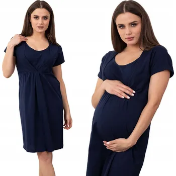 Dámská noční košile TĚHOTENSKÉ KOJITELSKÉ KOŠILE FORMOMMY S NA KOJENÍ TMAVĚ MODRÁ 4XL