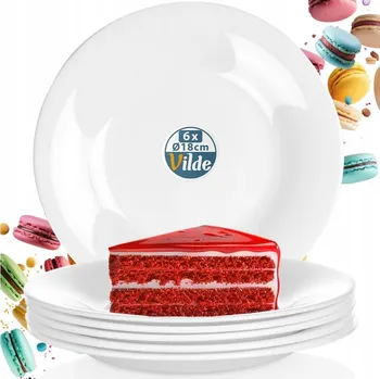 Talíř Dezertní talíř Vilde bílý skleněný kulatý 18 cm 6 ks