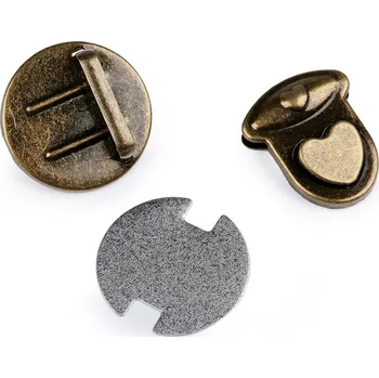 Sada zapínání na kabelku 30x32 mm srdce, malé, 4 staromosaz