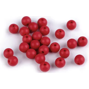 Dětské navlékací korálky Plastové korálky matné Ø8 mm, střední, 5 (39) červená
