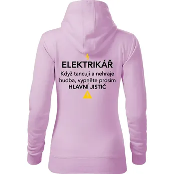 Dámská mikina Elektrikář - hlavní jistič - Nápis na zádech - Mikina dámská Cape s kapucí - XS ( Orchid )