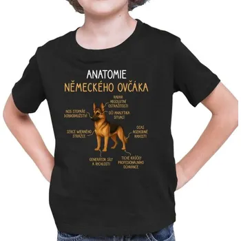 Žertovný předmět Anatomie německého ovčáka - dětské tričko s potiskem- Tričkový.cz