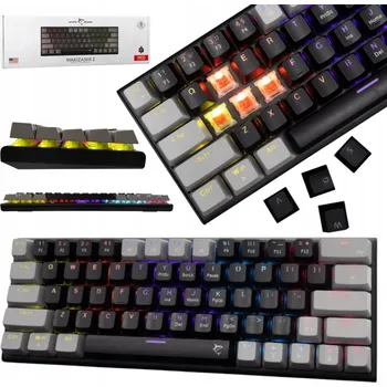 Klávesnice ČERNÁ MECHANICKÁ KLÁVESNICE 60% HERNÍ PODSVÍCENÁ MALÁ DRÁTOVÁ