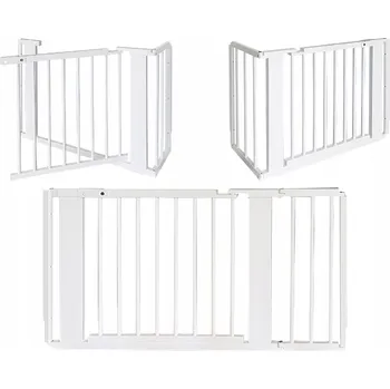 Dětská zábrana Dřevěná bezpečnostní zábrana na schody/do dveří Maluchowelove, rozšiřitelná, bílá, přišroubovatelná