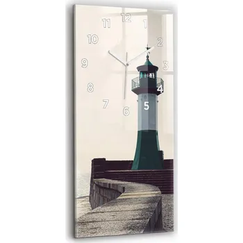 Hodiny Velké Skleněné Hodiny Stylové Moderní Nástěnné Maják a moře 30x60