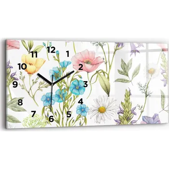 Hodiny Dekorativní nástěnné hodiny s krásnou grafikou, 60x30 cm, Květinová kompozice