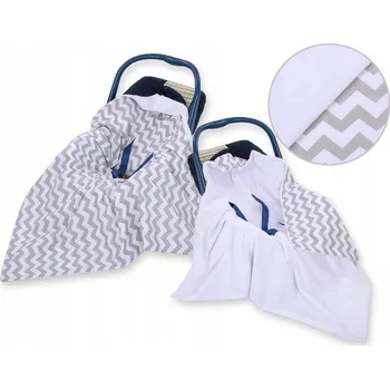 Zavinovačka Oboustranná deka do autosedačky - Chevron šedo-bílá