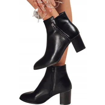 Dámská zimní obuv Dámské kotníkové boty kožené černé ZY1314 - 37