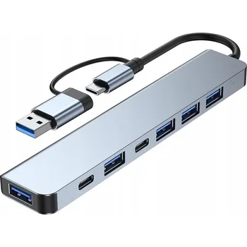 USB hub Rozbočovač Hub USB 7v1 USB-C + USB-A Výkonný Rozdělovač Pro Kancelář Domácnost Ineox