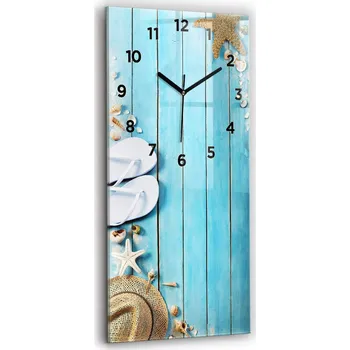 Hodiny Velké Skleněné Hodiny s Obrazem - Dekorativní Nástěnné Hodiny s Prázdninovým Motivem