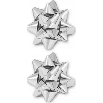 Vánoční dekorace Dárkové mašle STŘÍBRNÁ samolepicí NAROZENINY 2ks