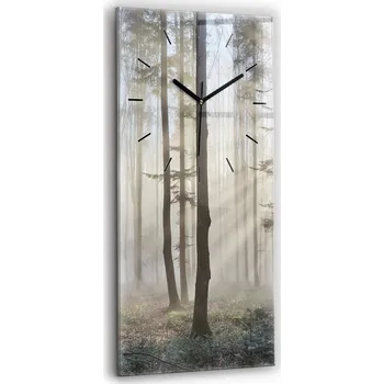 Hodiny Skleněné hodiny Klasické nástěnné Tiché ručičky Kuchyně Les v mlze 30x60