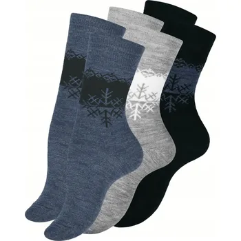Dámské ponožky Teplé ponožky 3 páry, velikost 35-38 s motivem sněhu