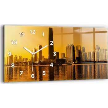 Hodiny Moderní skleněné nástěnné hodiny s potiskem 60x30 cm Řeka Zhujiang, Čína