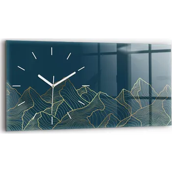 Hodiny Skleněné moderní foto hodiny nástěnné plynoucí ručičky 60x30 cm Náčrt hor