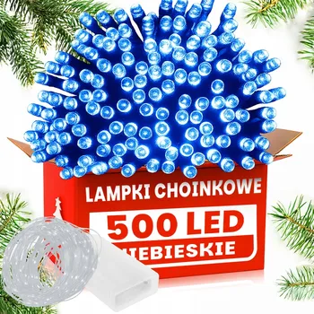 Vánoce SADA SVĚTEL 500 LED MODRÁ + DRÁTKOVÁ SVĚTLA 20 LED BÍLÁ STUDENÁ VÁNOČNÍ