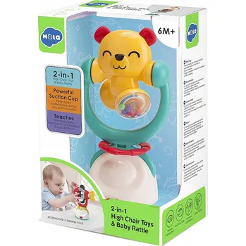 HRAČKA PRO DĚTI SENZORICKÁ BAREVNÁ CHRASTÍTKO KOUSÁTKO MEDVÍDEK 2v1 6m+ HOLA