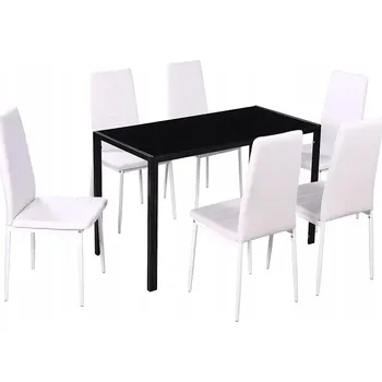 Jídelní set Jídelní set nábytku - 7 dílů, černý a bílý