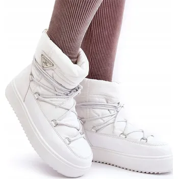 Dětská móda Dámské sněhule na silné podrážce, zateplené kožíškem, bílé, velikost 36