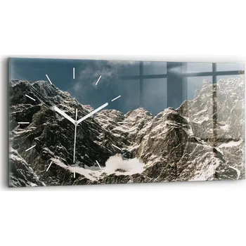 Hodiny Nástěnné Hodiny Skleněné Horizontální do Moderního Interiéru Hory Watzmann 60x30 cm
